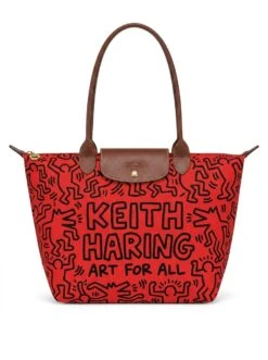 Longchamp Le Pliage Original L Tote Bag Keith Haring Line Art