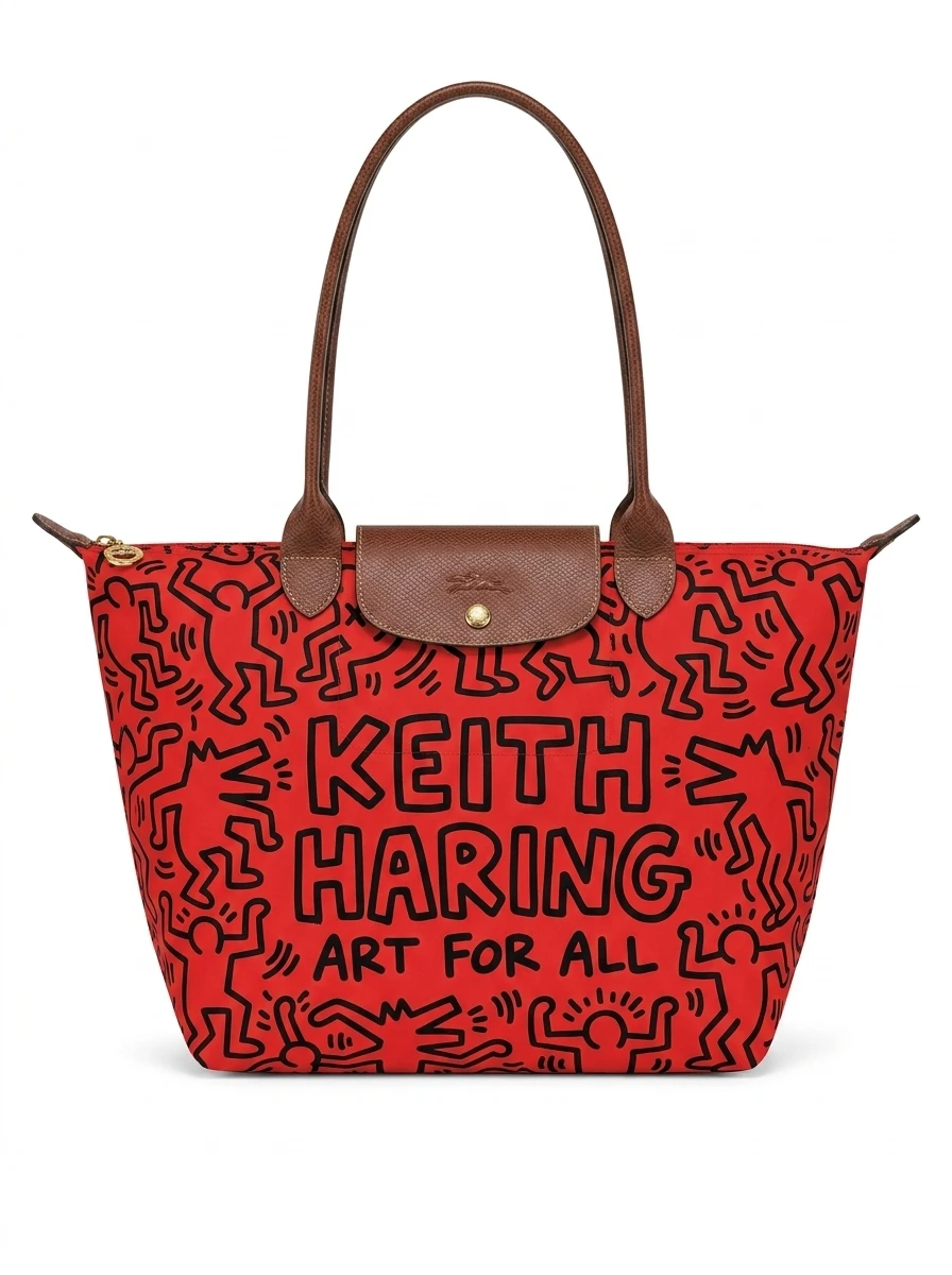 Longchamp Le Pliage Original L Tote Bag Keith Haring Line Art 3 Longchamp Le Pliage Original L Tote Bag Keith Haring Line Art
