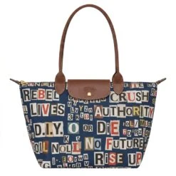 Longchamp Le Pliage Original L Tote Bag In Ransom Note Punk Collage