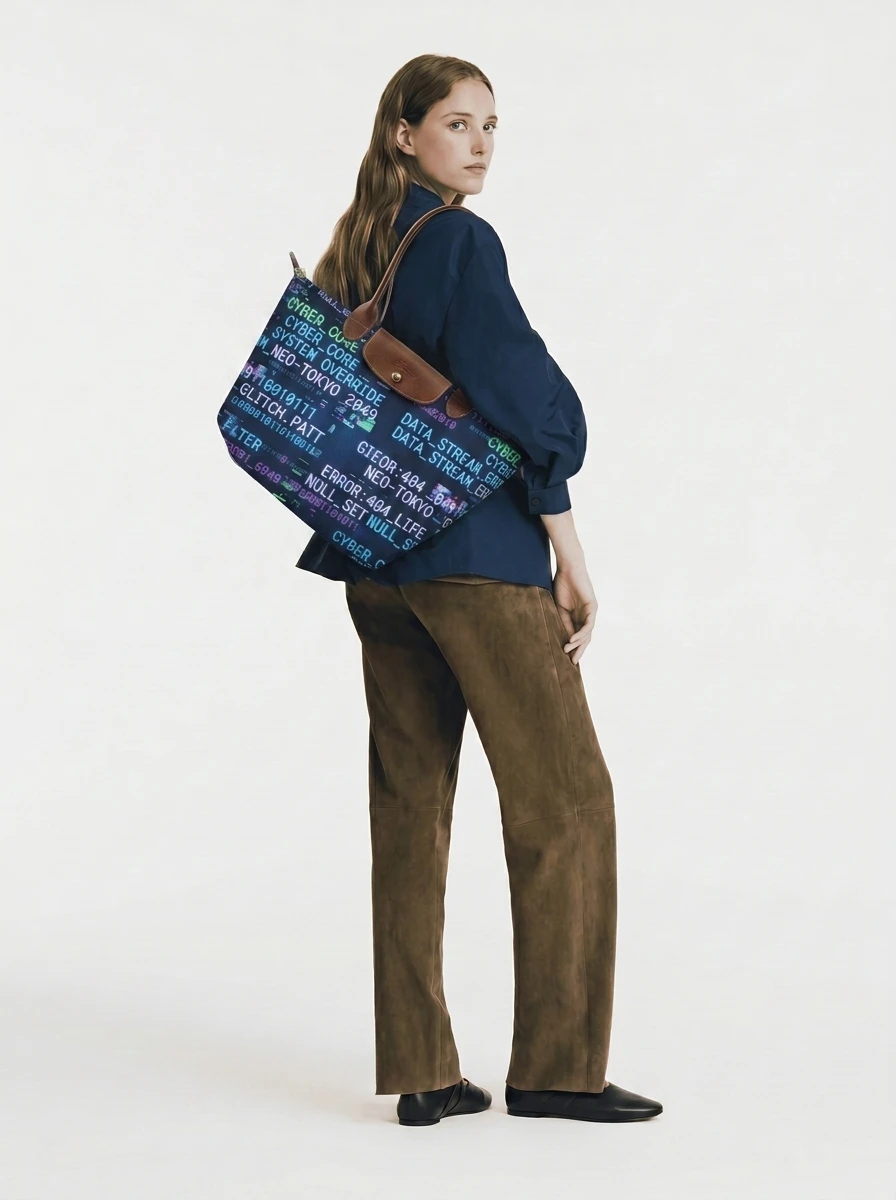 Longchamp Le Pliage Original L Tote Bag In Glitch Cyber-Pop 4 Longchamp Le Pliage Original L Tote Bag In Glitch Cyber-Pop - Image 2