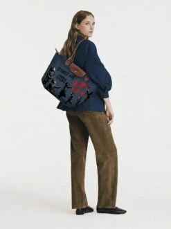 Front Page 7 Alternative view of Longchamp Le Pliage Original L Tote Bag, Banksy Stencil Art