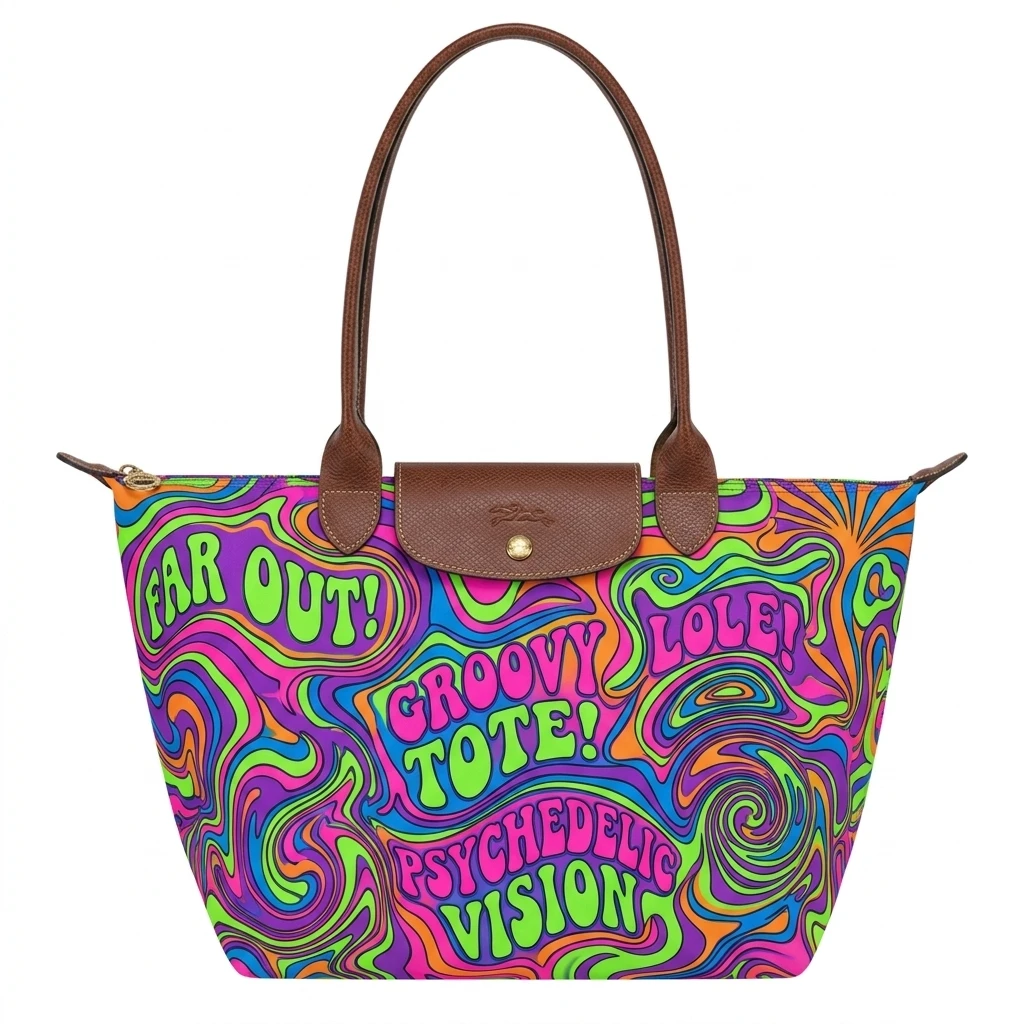Longchamp Le Pliage Original L Tote Bag In Acid Psychedelic Pop 3 Longchamp Le Pliage Original L Tote Bag In Acid Psychedelic Pop