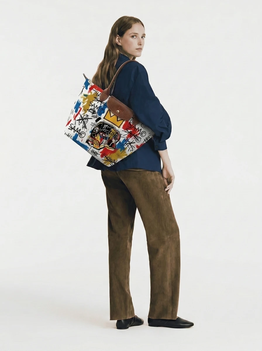 Longchamp Le Pliage Original L Tote Bag In The Crown & Street Skeleton Print 3 Longchamp Le Pliage Original L Tote Bag In The Crown & Street Skeleton Print - Image 2