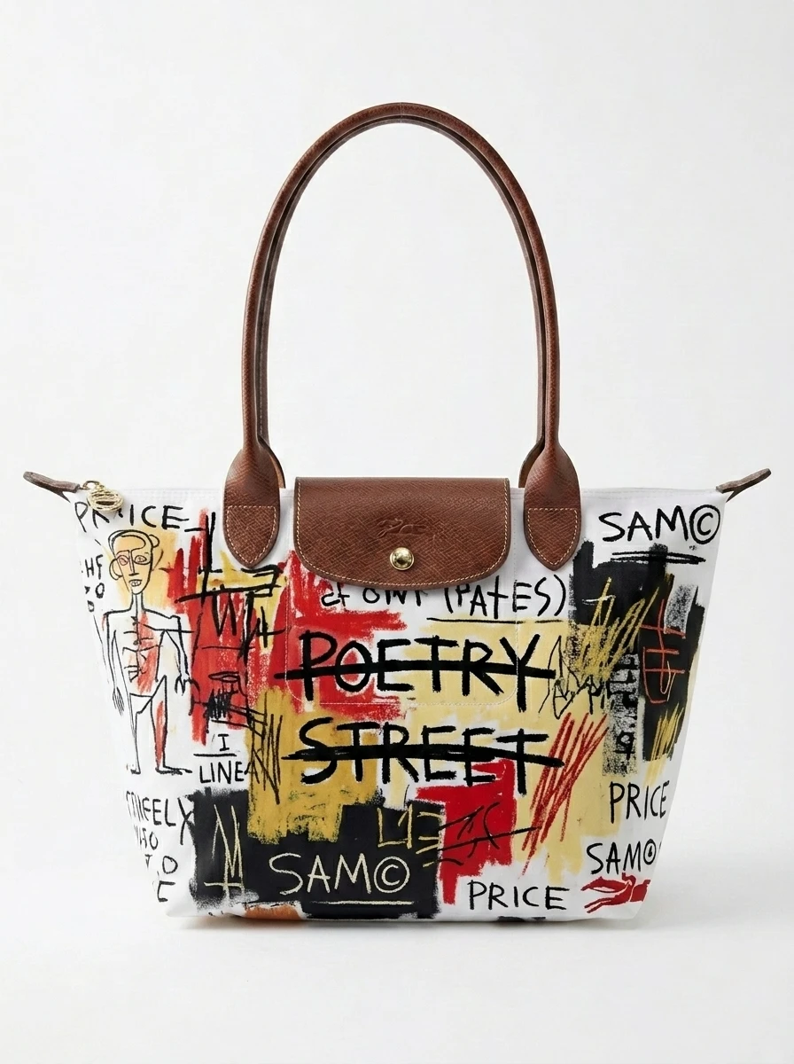 Longchamp Le Pliage Original L Tote Bag In Chaotic Manuscript & Crossed-out Text 3 Longchamp Le Pliage Original L Tote Bag In Chaotic Manuscript & Crossed-out Text