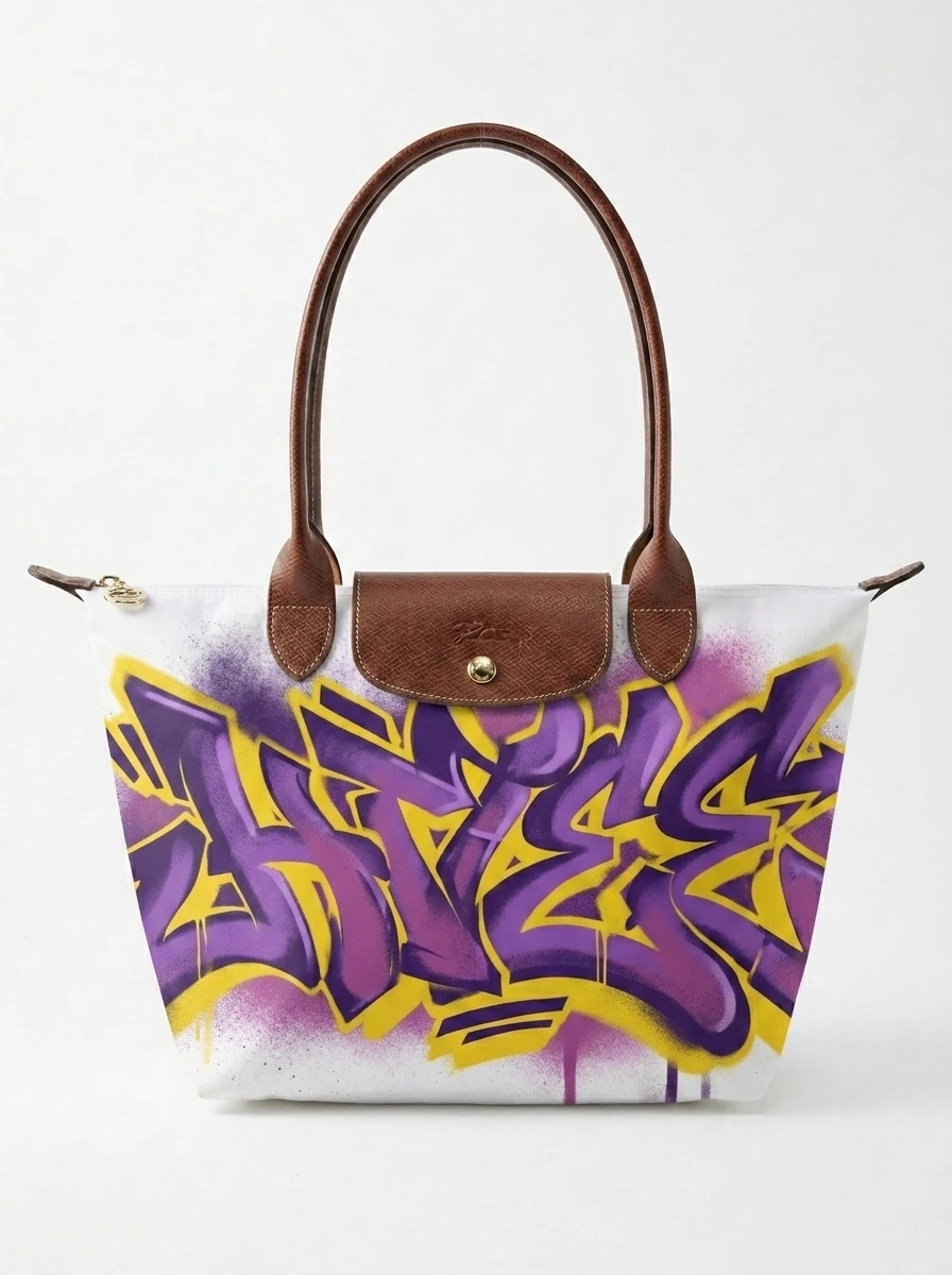Longchamp Le Pliage Original L Tote Bag With Fat Cap Flares Wildstyle Print 2 Longchamp Le Pliage Original L Tote Bag With Fat Cap Flares Wildstyle Print