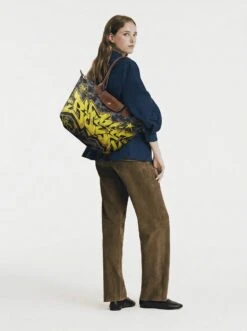 Alternative view of Longchamp Le Pliage Original L Tote Bag In Urban Camo & Hazard Yellow