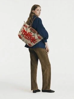 Alternative view of Longchamp Le Pliage Original L Tote Bag In Vintage Newspaper Overlay