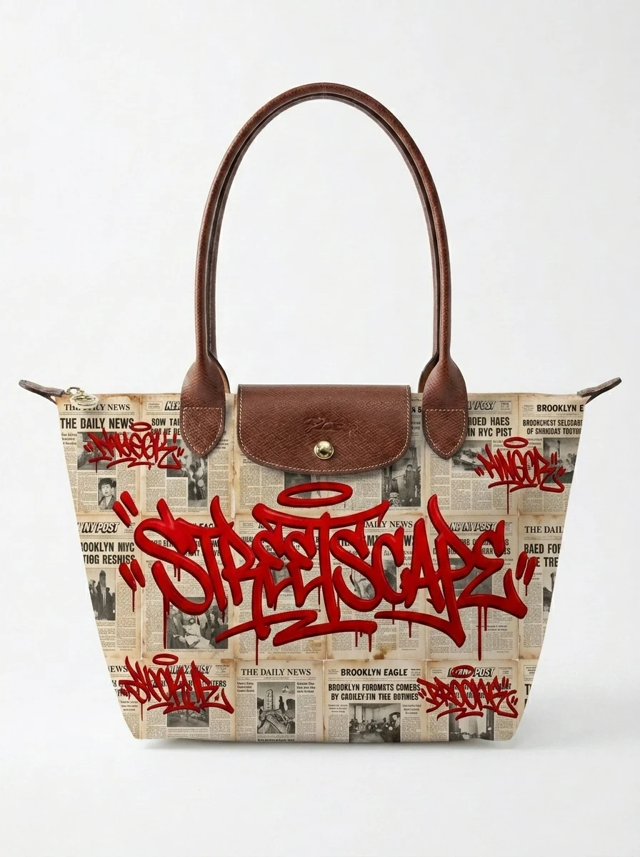 Longchamp Le Pliage Original L Tote Bag In Vintage Newspaper Overlay 3 Longchamp Le Pliage Original L Tote Bag In Vintage Newspaper Overlay