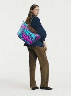 Alternative view of Longchamp Le Pliage Original L Tote Bag In Neon Rain Cyberpunk
