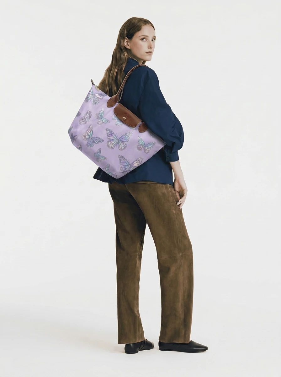 Longchamp Le Pliage Original L Tote Bag In Y2K Holographic Butterflies 4 Longchamp Le Pliage Original L Tote Bag In Y2K Holographic Butterflies - Image 2