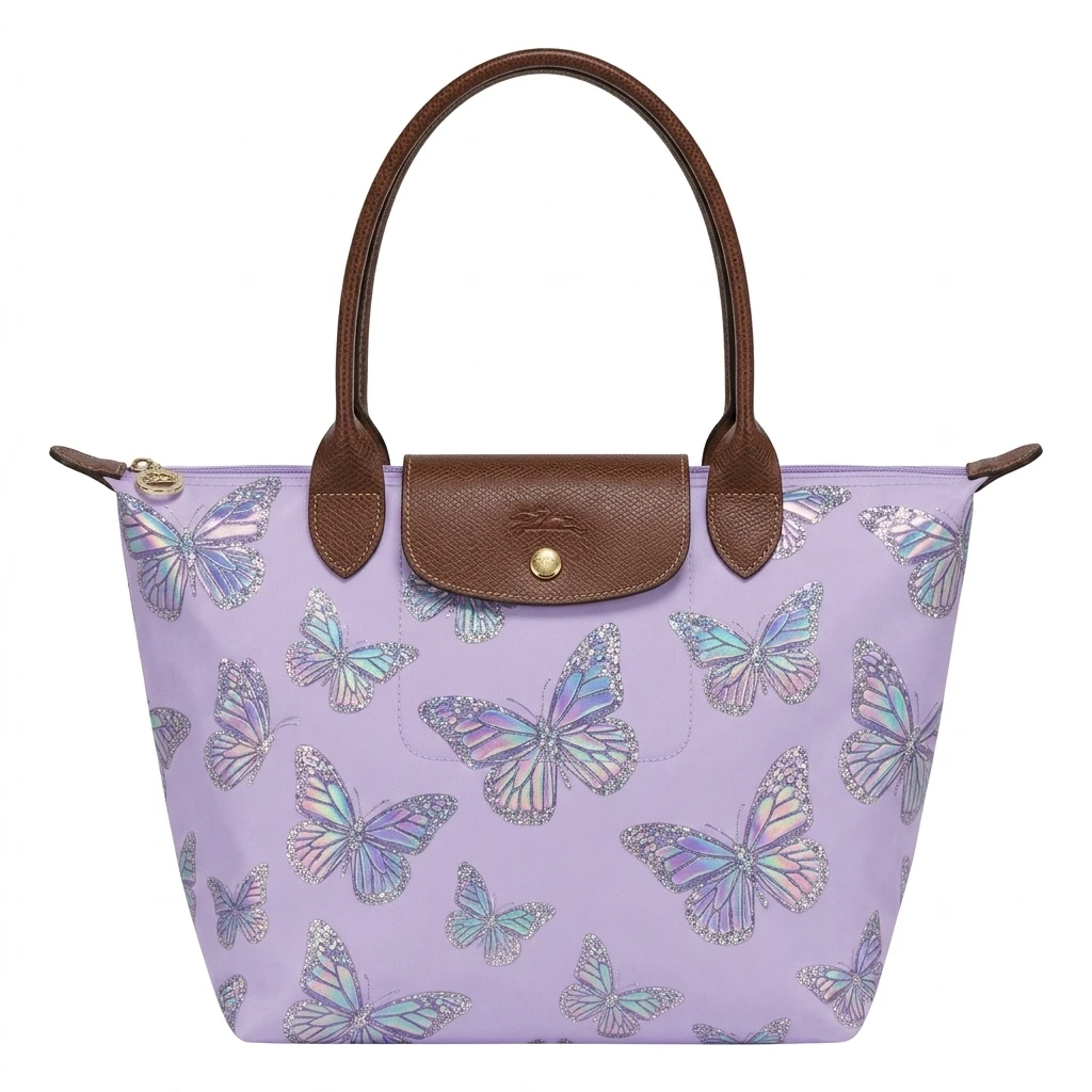 Longchamp Le Pliage Original L Tote Bag In Y2K Holographic Butterflies 3 Longchamp Le Pliage Original L Tote Bag In Y2K Holographic Butterflies