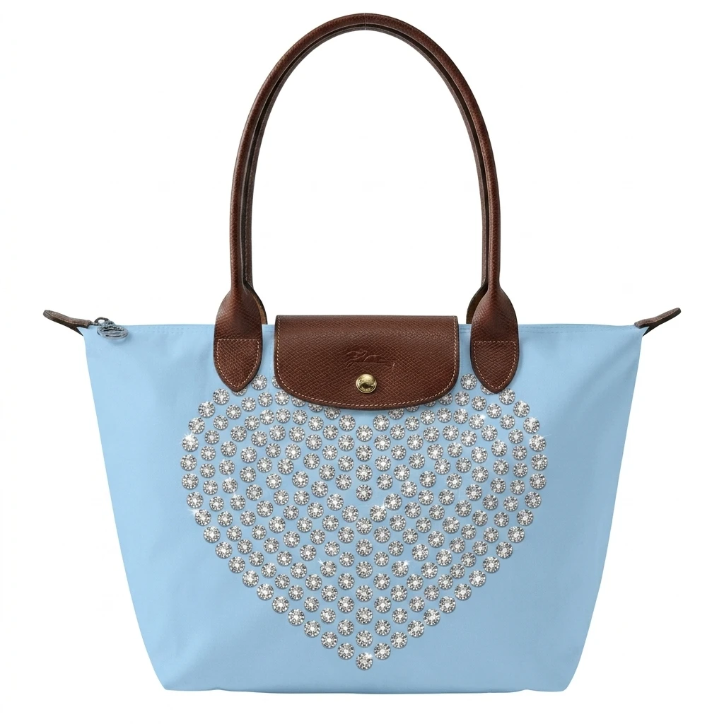 Longchamp Le Pliage Original L Tote Bag In Bedazzled Rhinestone Illusion 3 Longchamp Le Pliage Original L Tote Bag In Bedazzled Rhinestone Illusion