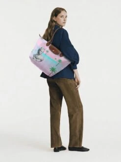 Alternative view of Longchamp Le Pliage Original L Tote Bag In Vaporwave Aesthetic