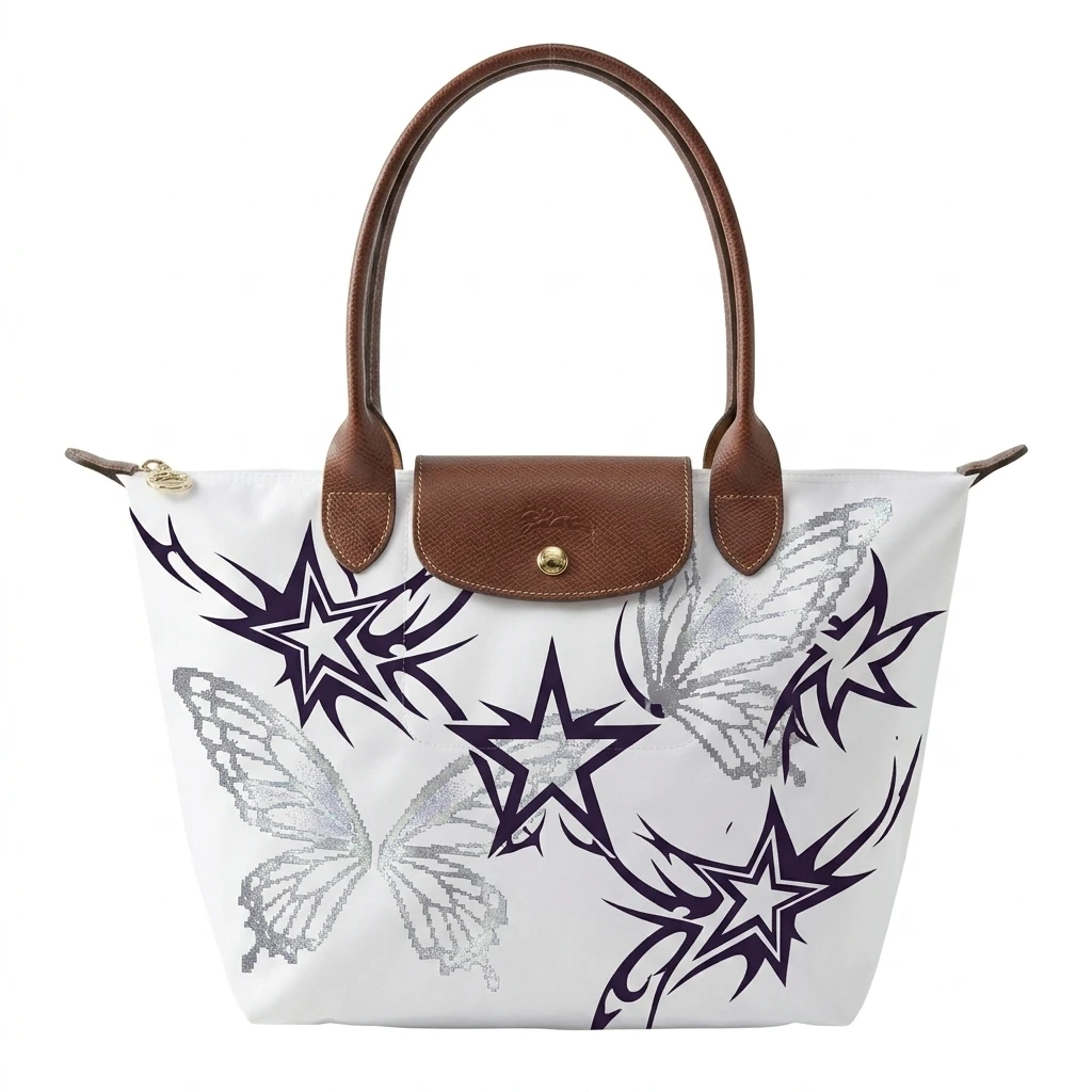 Longchamp Le Pliage Original L Tote Bag With Cyber-Fairy Y2K Grunge Print 3 Longchamp Le Pliage Original L Tote Bag With Cyber-Fairy Y2K Grunge Print