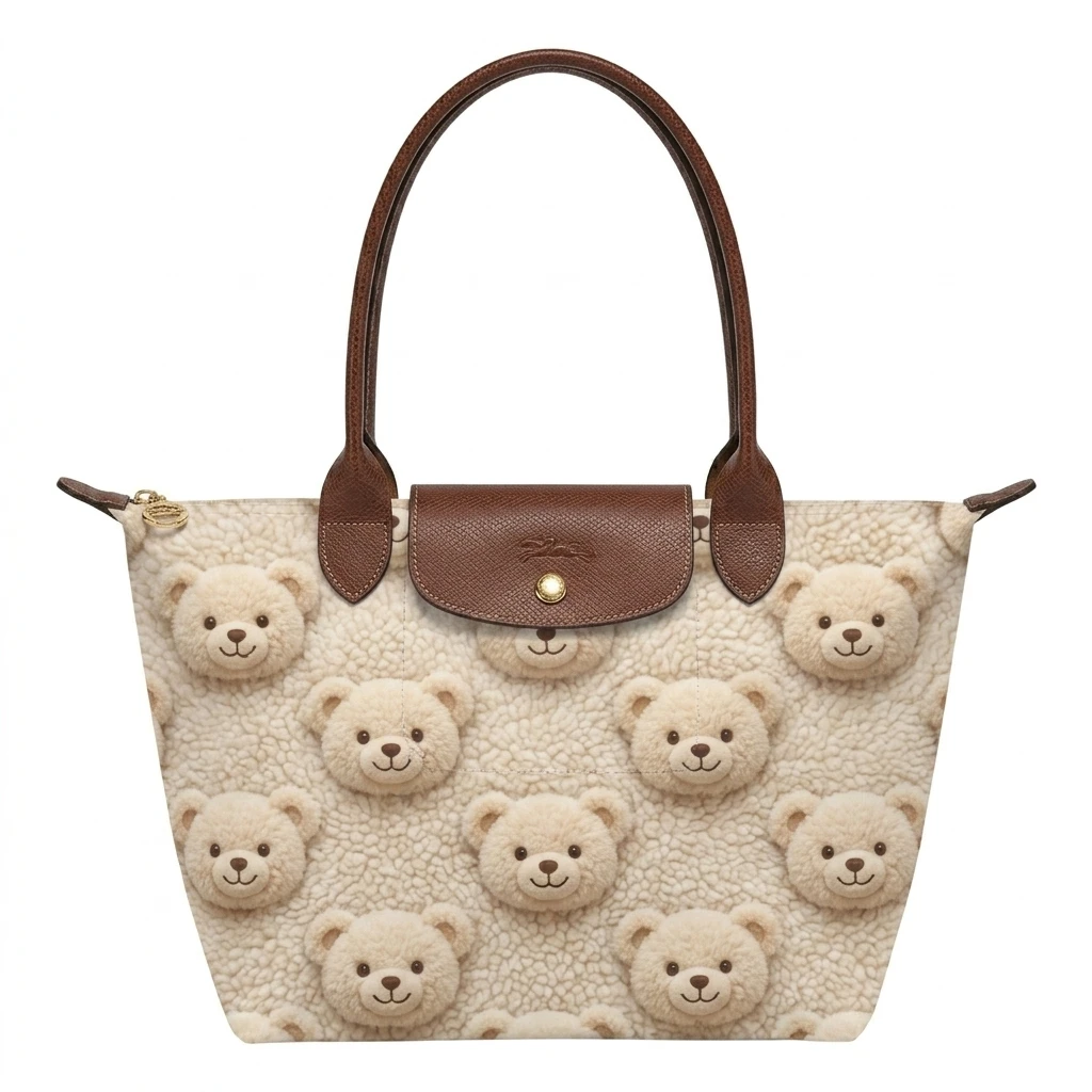 Longchamp Le Pliage Original L Tote Bag In Kawaii Plushie Trompe L'oeil 3 Longchamp Le Pliage Original L Tote Bag In Kawaii Plushie Trompe L'oeil