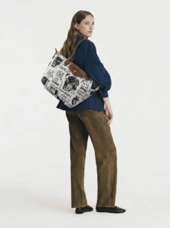 Alternative view of Longchamp Le Pliage Original L Tote Bag In Monochrome Charcoal Sketch