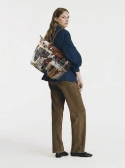 Alternative view of Longchamp Le Pliage Original L Tote Bag In Torn Collage Illusion
