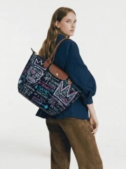 Alternative view of Longchamp Le Pliage Original L Tote Bag In Neon Chalk On Blackboard