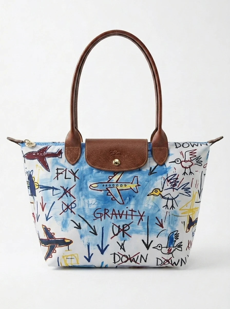 Longchamp Le Pliage Original L Tote Bag In Airplanes & Falling 3 Longchamp Le Pliage Original L Tote Bag In Airplanes & Falling