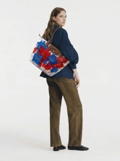 Alternative view of Longchamp Le Pliage Original L Tote Bag Red & Blue Contrast