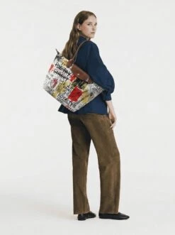Alternative view of Longchamp Le Pliage Original L Tote Bag In Chaotic Manuscript & Crossed-out Text
