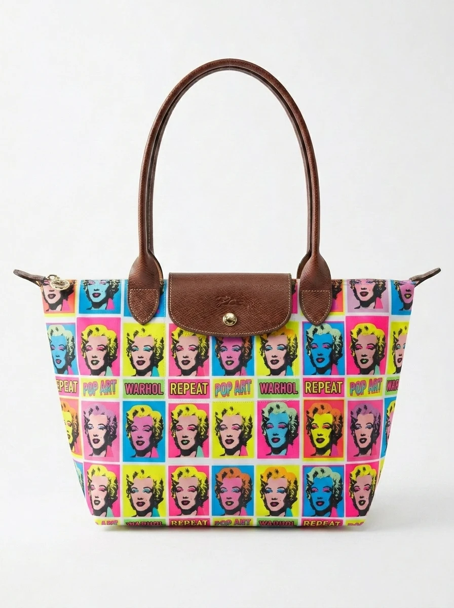 Longchamp Le Pliage Original L Tote Bag, Warhol Silk-Screen Pop 2 Longchamp Le Pliage Original L Tote Bag, Warhol Silk-Screen Pop