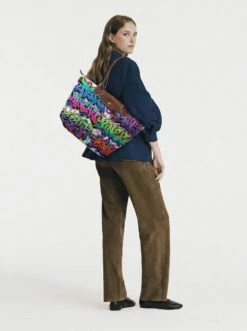 Front Page 20 Alternative view of Longchamp Le Pliage Original L Tote Bag NYC Wildstyle Graffiti