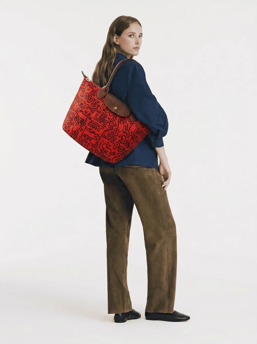 Longchamp Le Pliage Original L Tote Bag Keith Haring Line Art 4 Longchamp Le Pliage Original L Tote Bag Keith Haring Line Art - Image 2
