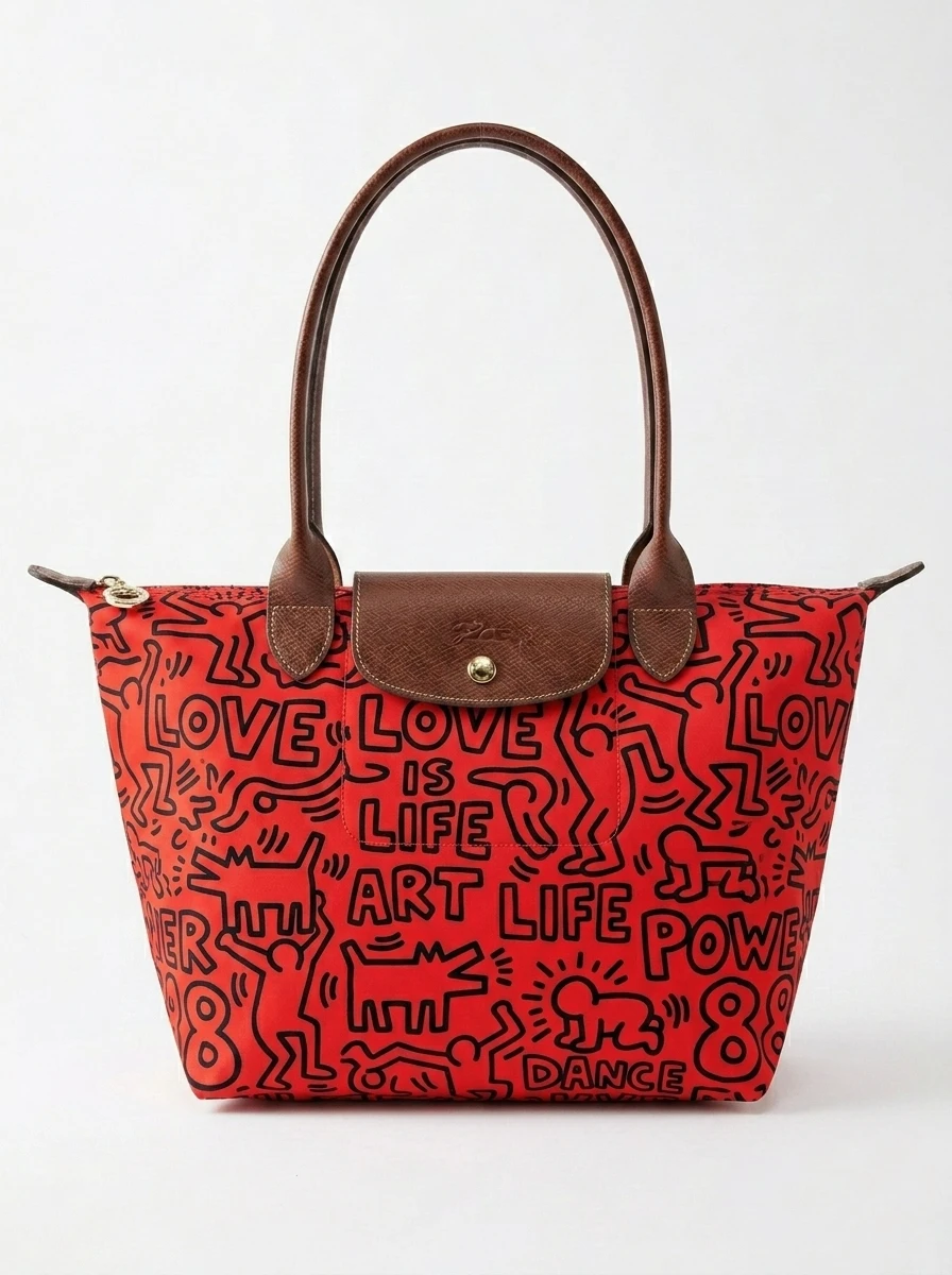 Longchamp Le Pliage Original L Tote Bag Keith Haring Line Art 3 Longchamp Le Pliage Original L Tote Bag Keith Haring Line Art