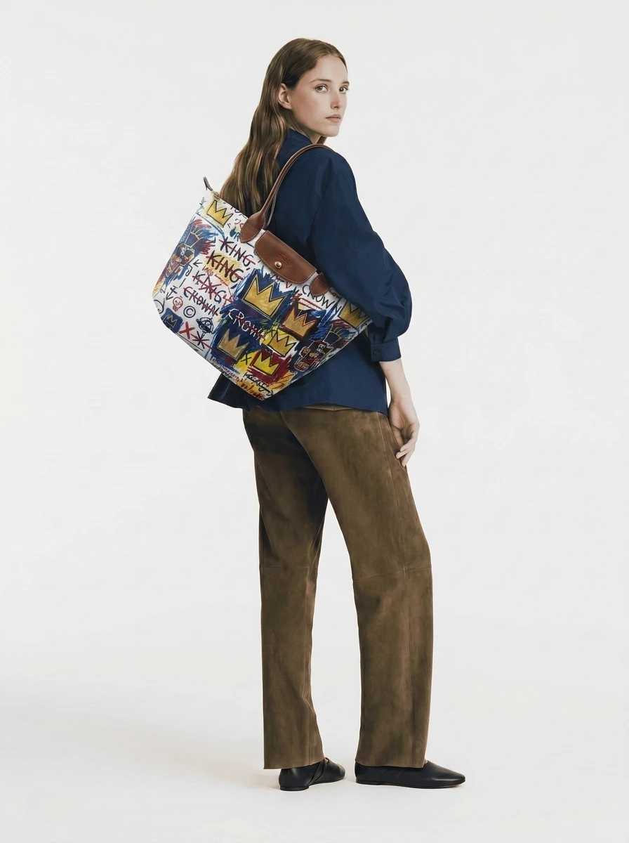 Longchamp Le Pliage Original L Tote Bag Basquiat Neo-Expressionism 4 Longchamp Le Pliage Original L Tote Bag Basquiat Neo-Expressionism - Image 2