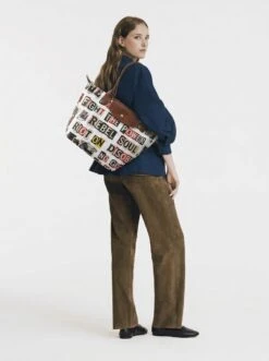Alternative view of Longchamp Le Pliage Original L Tote Bag In Ransom Note Punk Collage