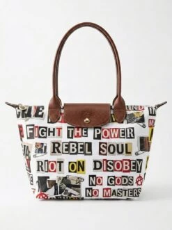 Longchamp Le Pliage Original L Tote Bag In Ransom Note Punk Collage