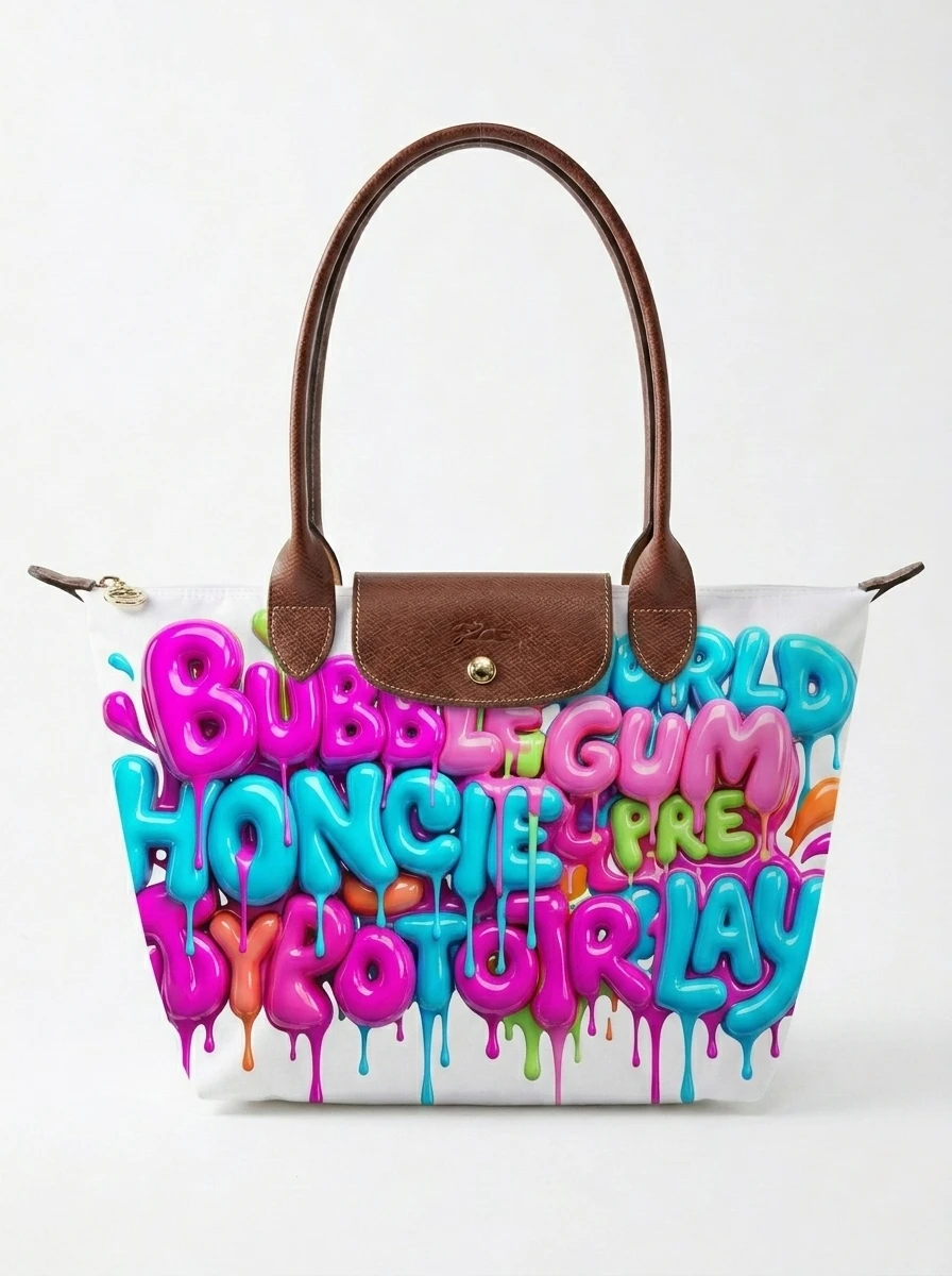 Longchamp Le Pliage Original L Tote Bag Bubblegum 3D Graffiti 3 Longchamp Le Pliage Original L Tote Bag Bubblegum 3D Graffiti
