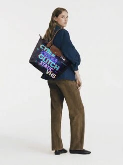 Alternative view of Longchamp Le Pliage Original L Tote Bag With Glitch Cyber-Pop Print