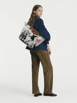 Alternative view of Longchamp Le Pliage Original L Tote Bag Banksy Stencil Art