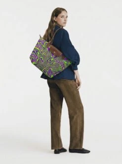 Alternative view of Longchamp Le Pliage Original L Tote Bag, Acid Psychedelic Pop