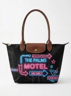 Longchamp Le Pliage Original L Tote Bag Glowing Neon Tube Print