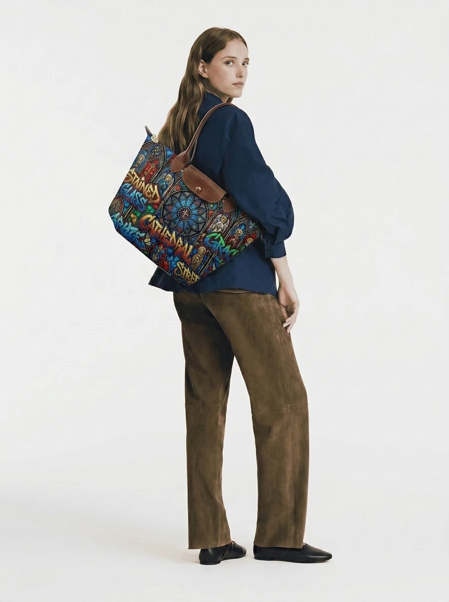 Longchamp Le Pliage Original L Tote Bag Stained Glass Cathedral 4 Longchamp Le Pliage Original L Tote Bag Stained Glass Cathedral - Image 2