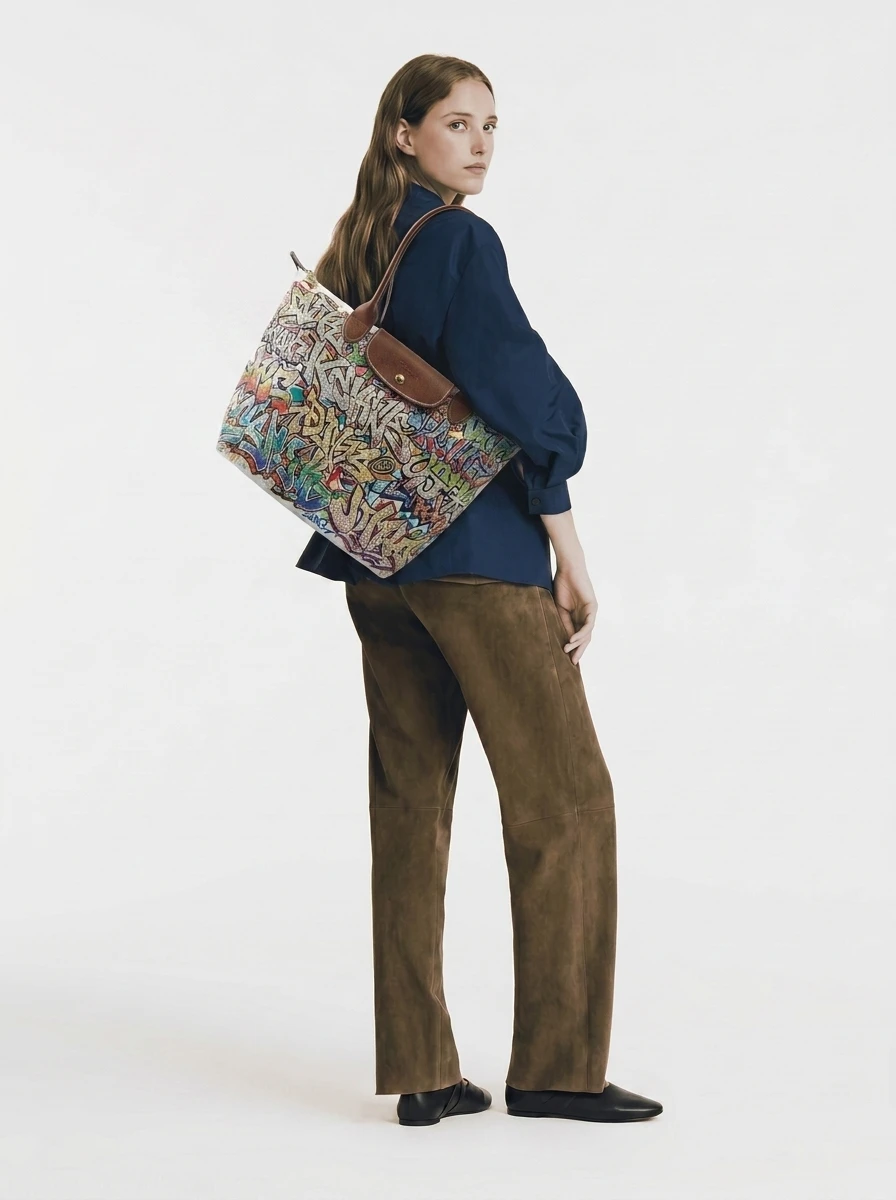 Longchamp Le Pliage Original L Tote Bag In Diamond-Encrusted Wildstyle 4 Longchamp Le Pliage Original L Tote Bag In Diamond-Encrusted Wildstyle - Image 2