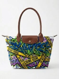 Longchamp Le Pliage Original L Tote Bag In Crime Scene Tape Wrap