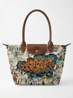 Longchamp Le Pliage Original L Tote Bag In Torn Wheatpaste Poster
