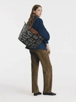 Alternative view of Longchamp Le Pliage Original L Tote Bag In Subway Chalk Art Illusion