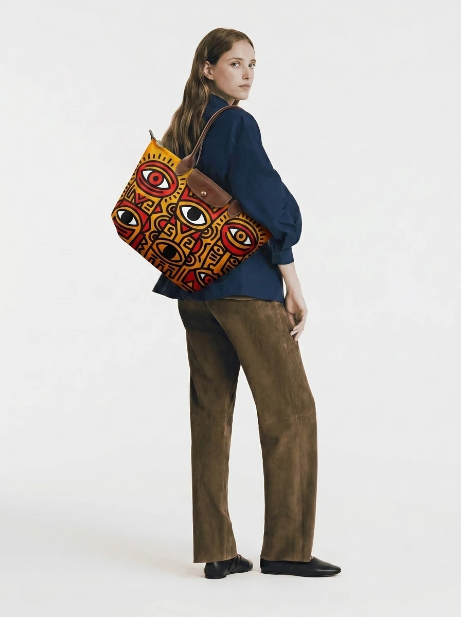 Longchamp Le Pliage Original L Tote Bag In Abstract Giant Eye Totem 4 Longchamp Le Pliage Original L Tote Bag In Abstract Giant Eye Totem - Image 2