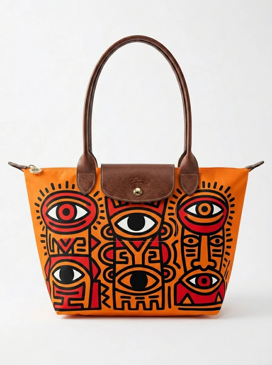 Longchamp Le Pliage Original L Tote Bag In Abstract Giant Eye Totem 3 Longchamp Le Pliage Original L Tote Bag In Abstract Giant Eye Totem