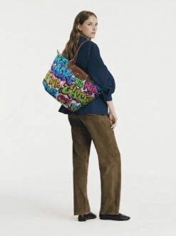 Alternative view of Longchamp Le Pliage Original L Tote Bag In NYC Wildstyle Graffiti