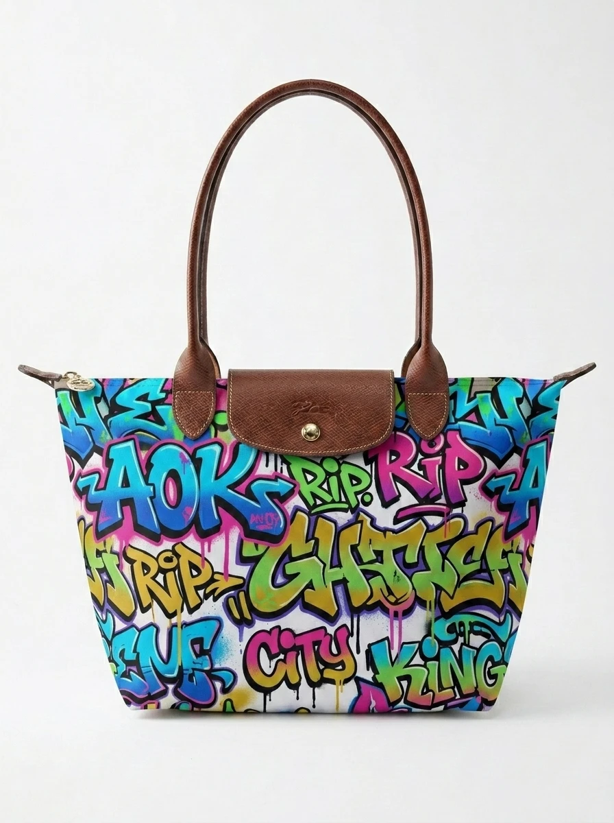 Longchamp Le Pliage Original L Tote Bag In NYC Wildstyle Graffiti 3 Longchamp Le Pliage Original L Tote Bag In NYC Wildstyle Graffiti